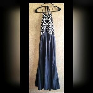 Elegant Black and White Halter Dress